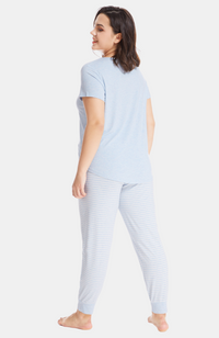 Bamboo T-Shirt Pyjamas in Blue Marle. S-4XL (back).