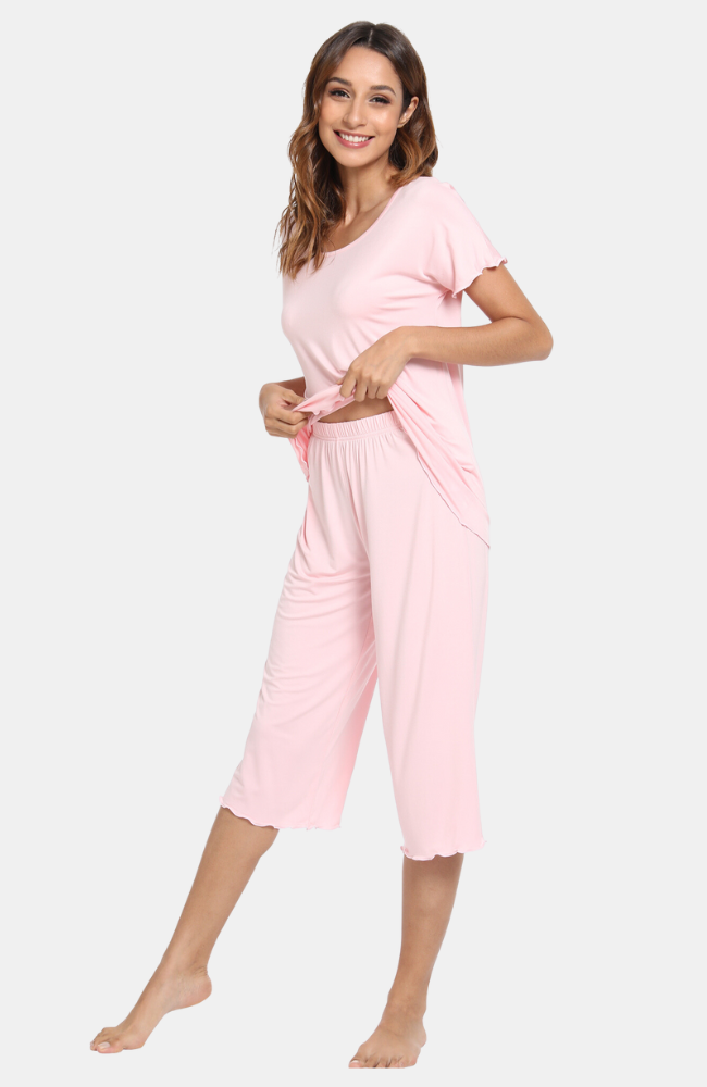 Pink Bamboo T-Shirt / Capri Pants PJ Set