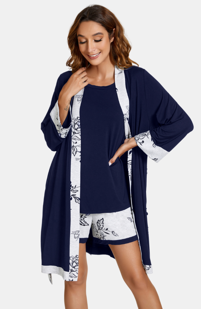 Glacier Crane Bird Organic Bamboo Silk Kimono