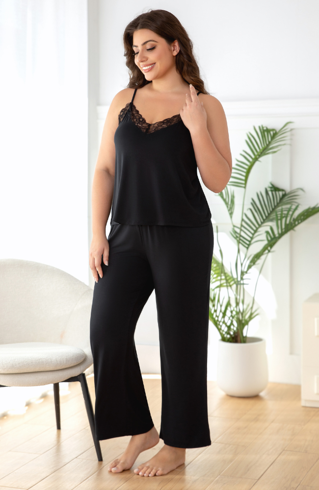 Lace Trim Bamboo Cami Lounge Set