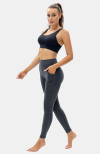 Soft bamboo full length leggings: Dark Grey with pockets.