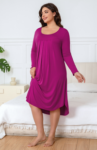 Long Sleeve Pleat Front Nightie