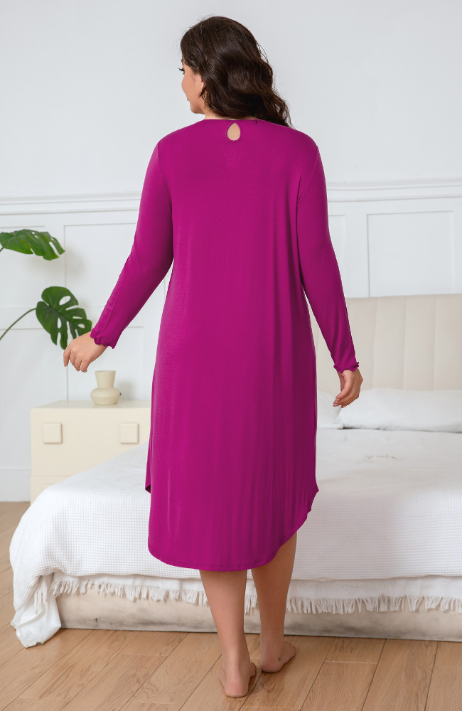 Long Sleeve Pleat Front Nightie