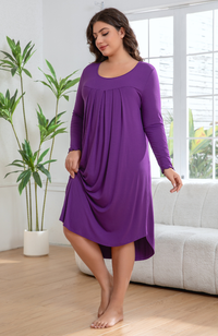 Long Sleeve Pleat Front Nightie