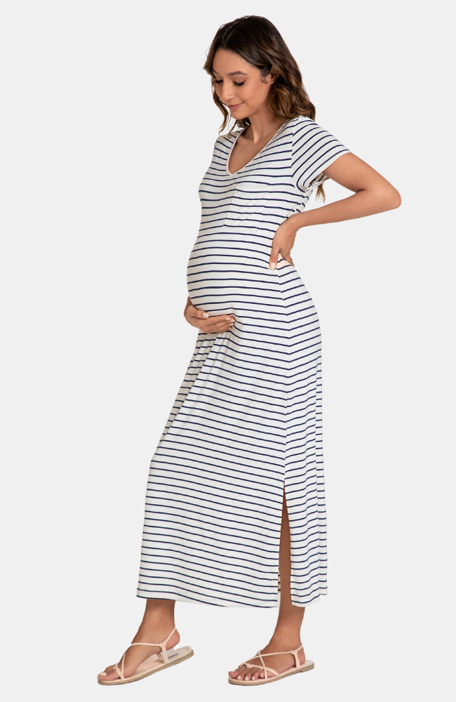 Long Bamboo Maternity T-Shirt Dress