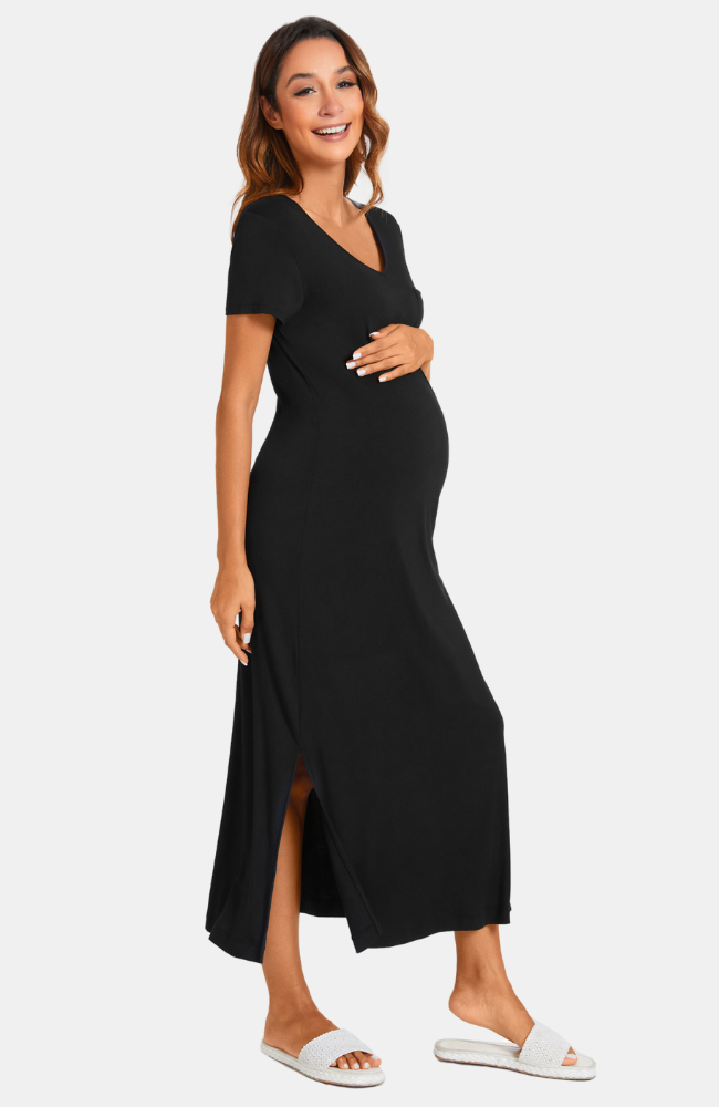 Long Bamboo Maternity T-Shirt Dress