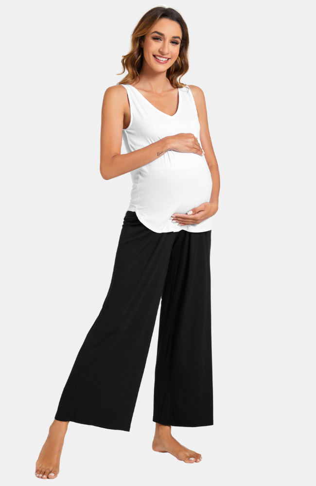 Wide Leg Bamboo Maternity Pocket Pants