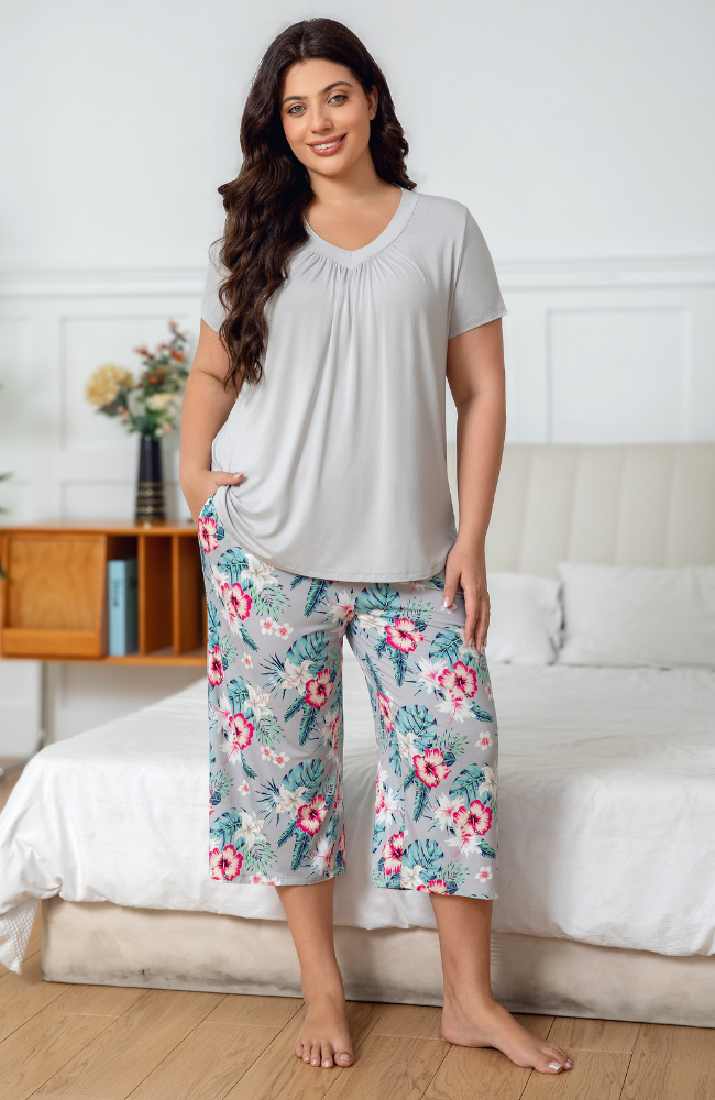 Bamboo Print Capri PJ Set