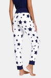 Navy Star Print Bamboo Jogger PJ/Sleep Pants with pockets. S-4XL. Back.