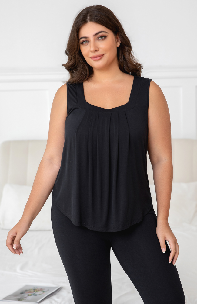 Sleeveless Bamboo Pleat Top