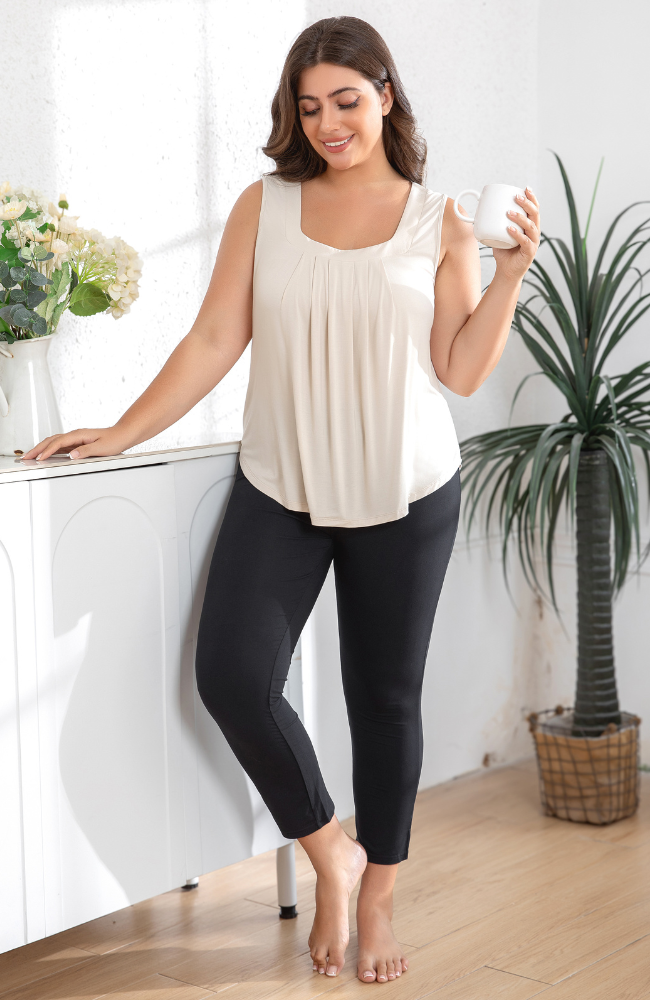 Sleeveless Bamboo Pleat Top