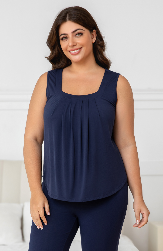 Sleeveless Bamboo Pleat Top