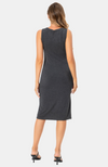 Soft Bamboo Midi Length Tank Dress - Charcoal. S-4XL. Back.