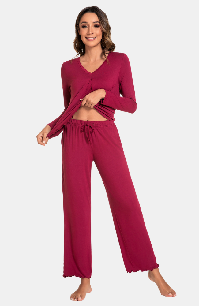 Long Sleeve Frill Trim Bamboo PJs – Bamboo Island Australia