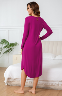 Long Sleeve Pleat Front Nightie