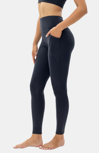 Bamboo ankle length leggings with pockets: Black S-4XL.