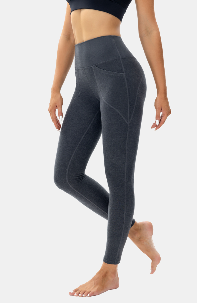 Bamboo ankle length leggings with pockets: Charcoal S-4XL.