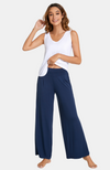 Soft and stretchy Wide Leg Bamboo Pants. Dark blue, Side Pockets. XS-4XL.