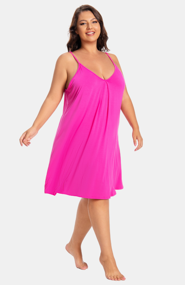 Hot Pink Bamboo Baby Doll Nightie XS-4XL.. Curve Plus Sizes.