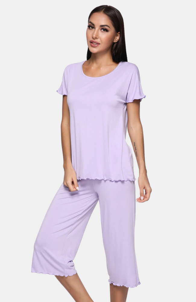 Lavender Bamboo PJ Set, Capri Pants, S-4XL