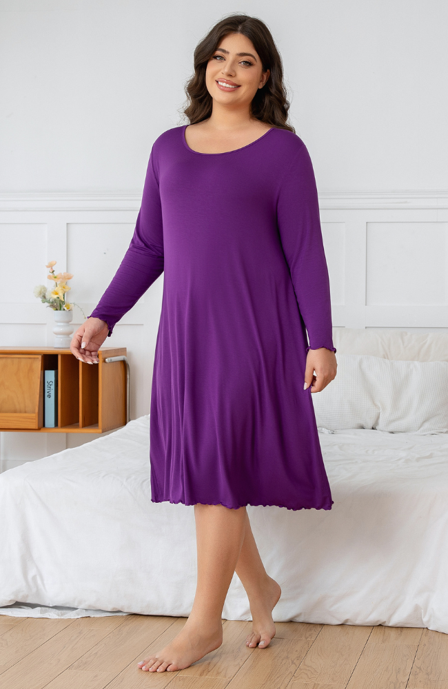 Long Sleeve Bamboo Frill Nightie
