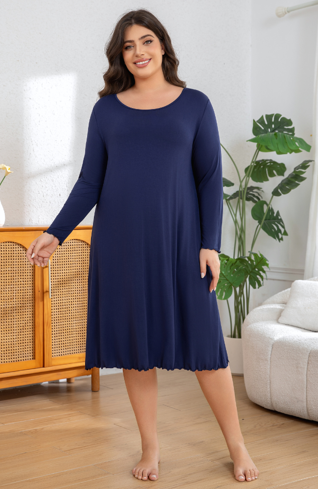 Long Sleeve Bamboo Frill Nightie