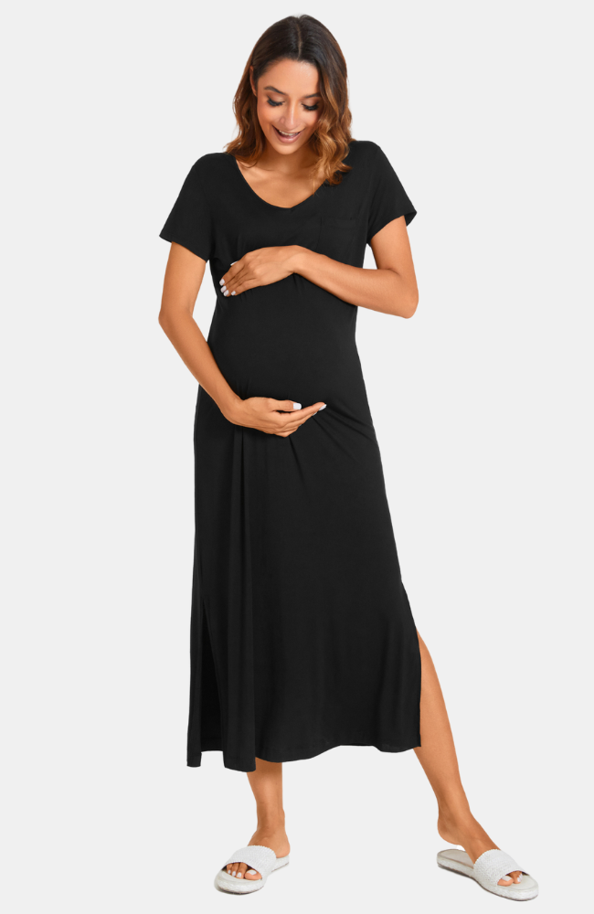 maternity t shirt dress Long Bamboo Maternity T-Shirt Dress – Bamboo Island Australia