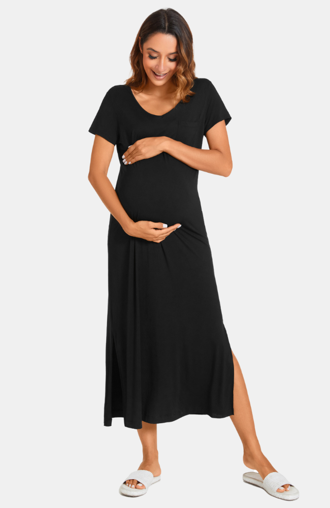 Long Bamboo Maternity T-Shirt Dress