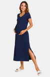 Long Bamboo Maternity T-Shirt Dress