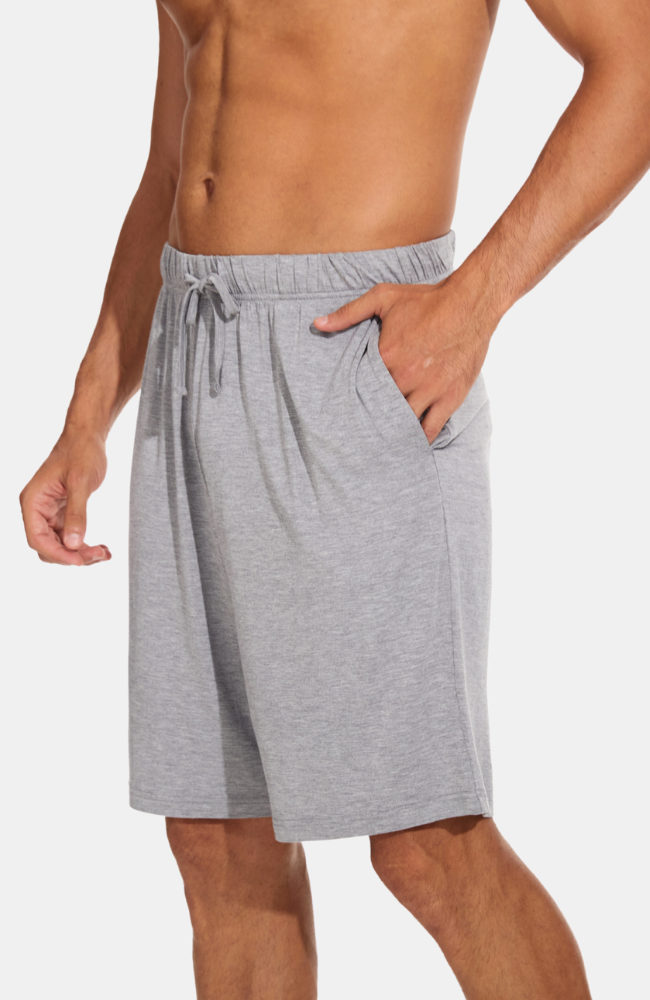Men's Bamboo PJ Shorts / Sleep Shorts / Lounge Shorts with Pockets. Grey Marle. S-4XL. 