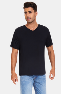 Men's Bamboo V-Neck T-Shirt. Black. S-4XL