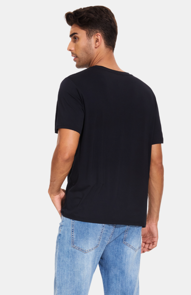 Men's Bamboo V-Neck T-Shirt. Black. S-4XL (back)