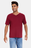 Men's Bamboo V-Neck T-Shirt. Red / Wine. S-4XL