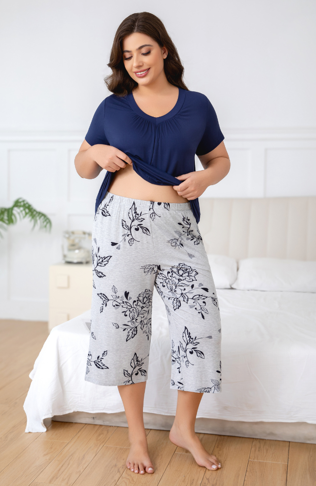 Bamboo Print Capri PJ Set