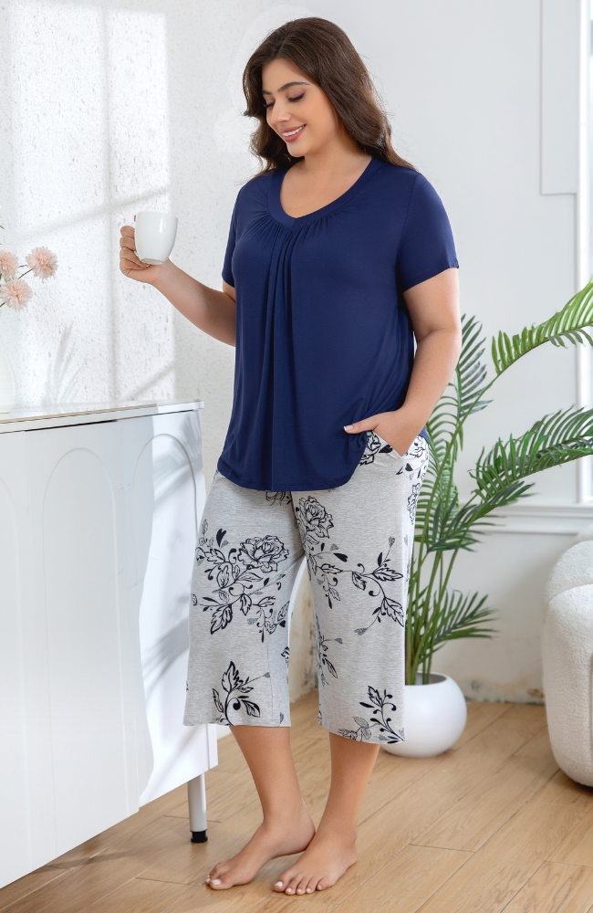 Bamboo Print Capri PJ Set