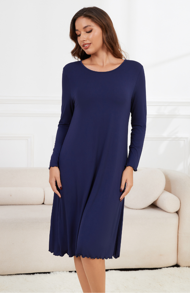 Long Sleeve Bamboo Frill Nightie