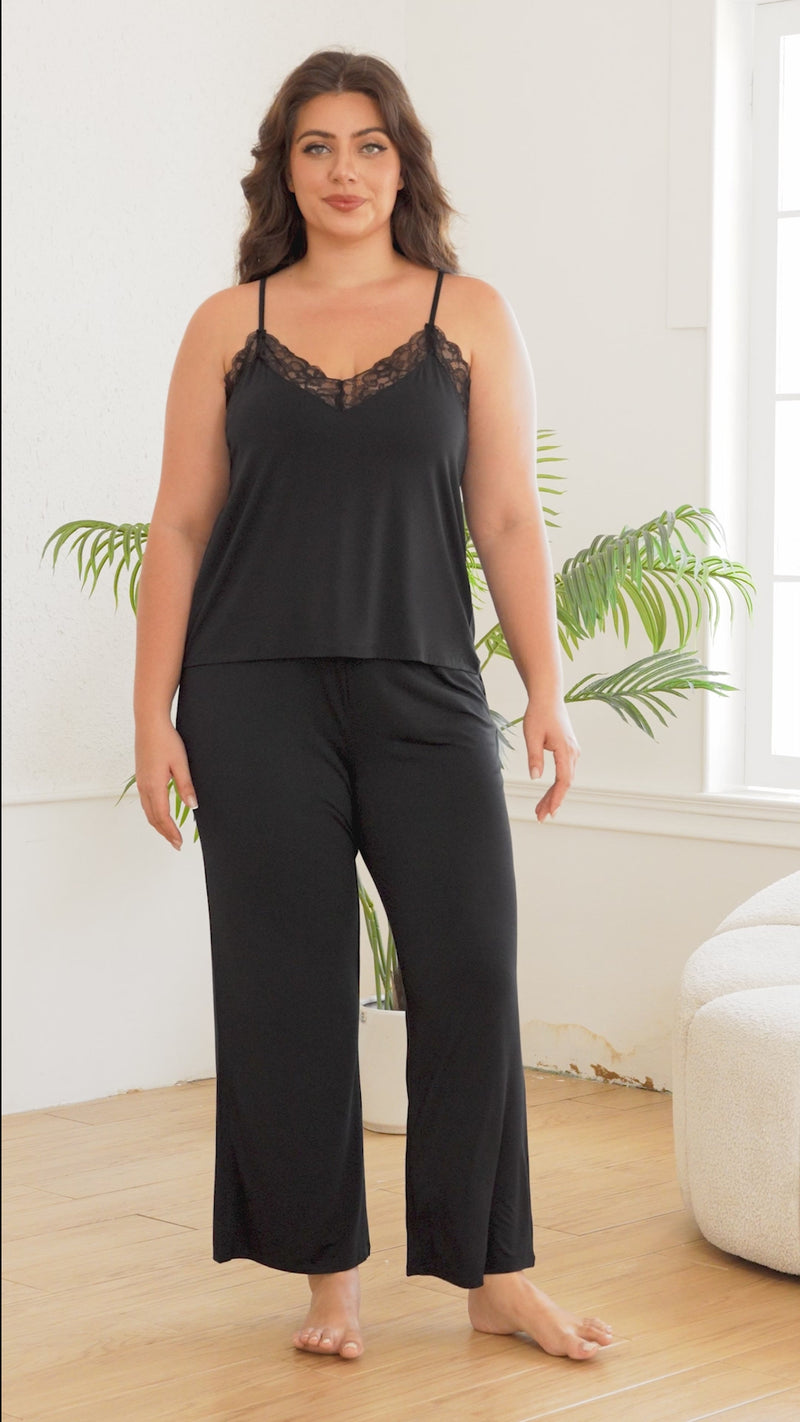 Lace Trim Bamboo Cami Lounge Set