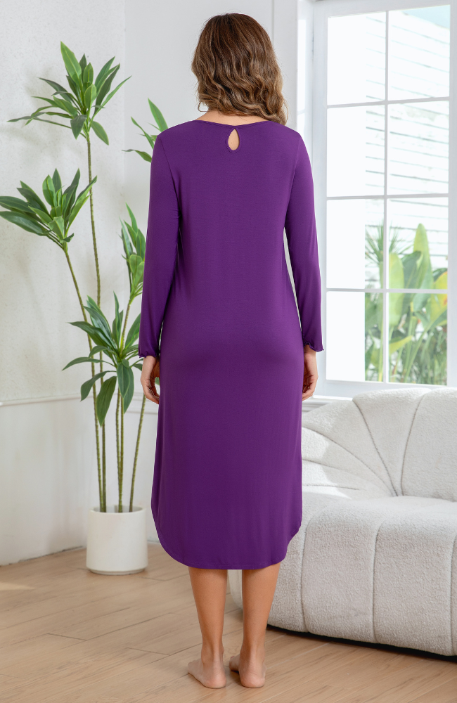 Long Sleeve Pleat Front Nightie