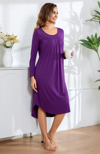 Long Sleeve Pleat Front Nightie