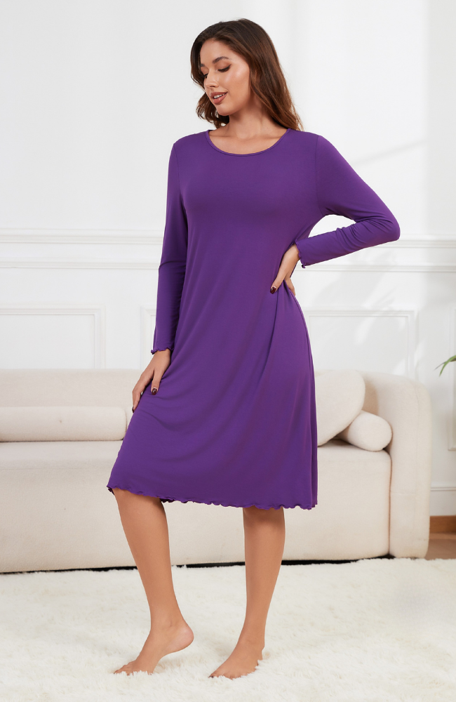 Long Sleeve Bamboo Frill Nightie
