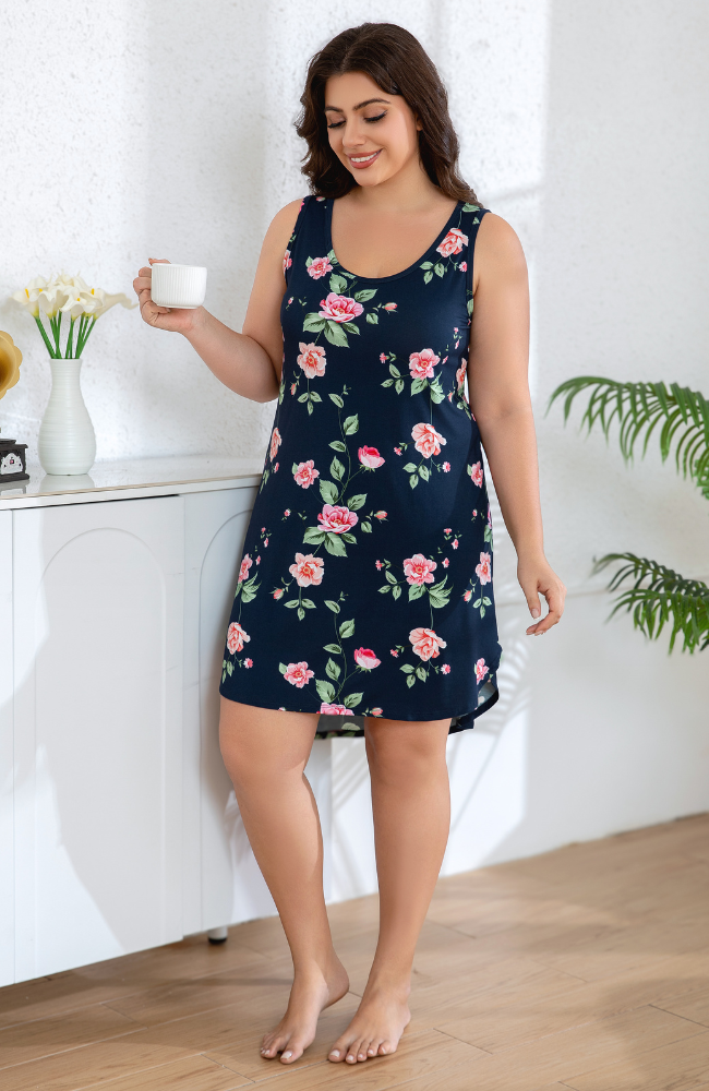 Sleeveless Bamboo Nightie - Print