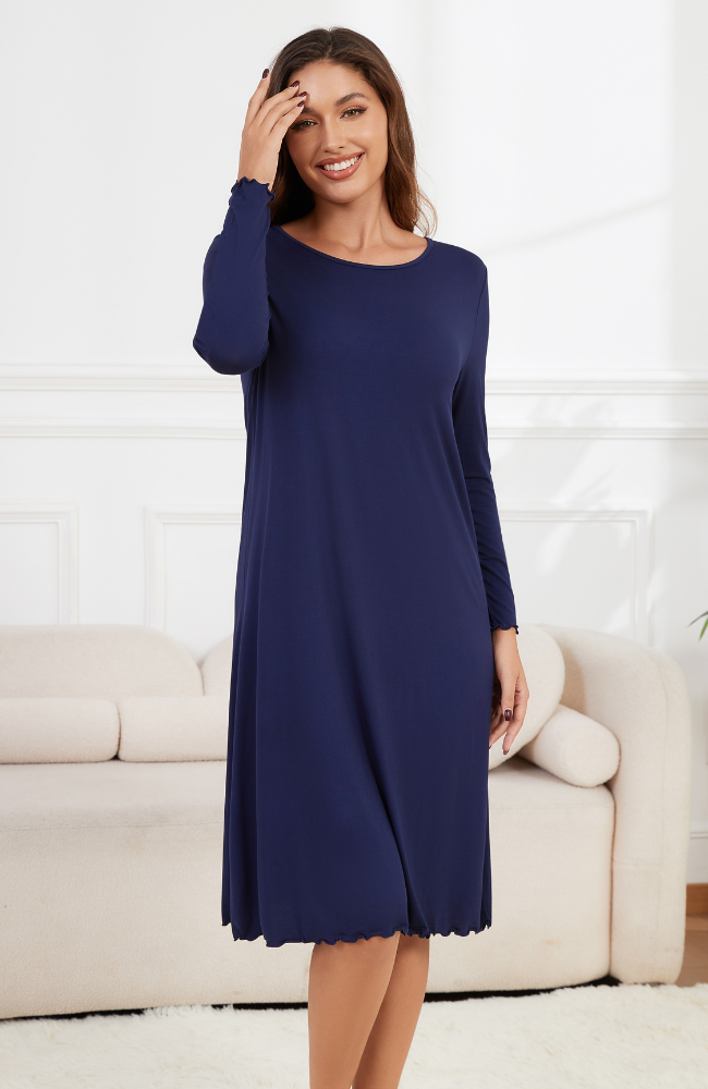 Long Sleeve Bamboo Frill Nightie