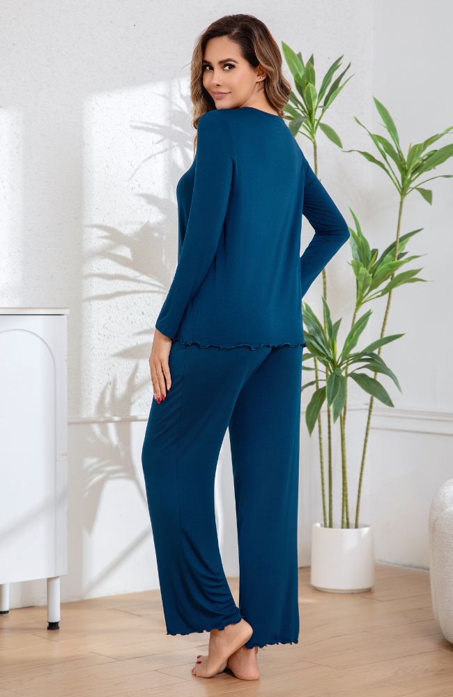 Long Sleeve Frill Trim Bamboo PJs