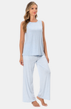 Comfy Wide Leg Bamboo Pyjamas in Soft Blue Marle S-4XL.