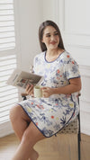 Video: Bamboo Floral Print Nightie with Floral Print. S-4XL.
