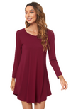 Long Sleeve Bamboo Nightgown in Wine Red