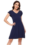 Soft Bamboo Frill A-Line Nightie - Navy. Plus Size S-4XL.