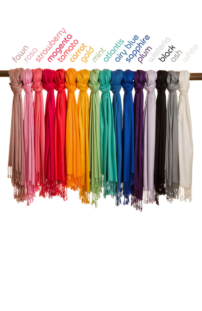 Coloured bamboo scarves