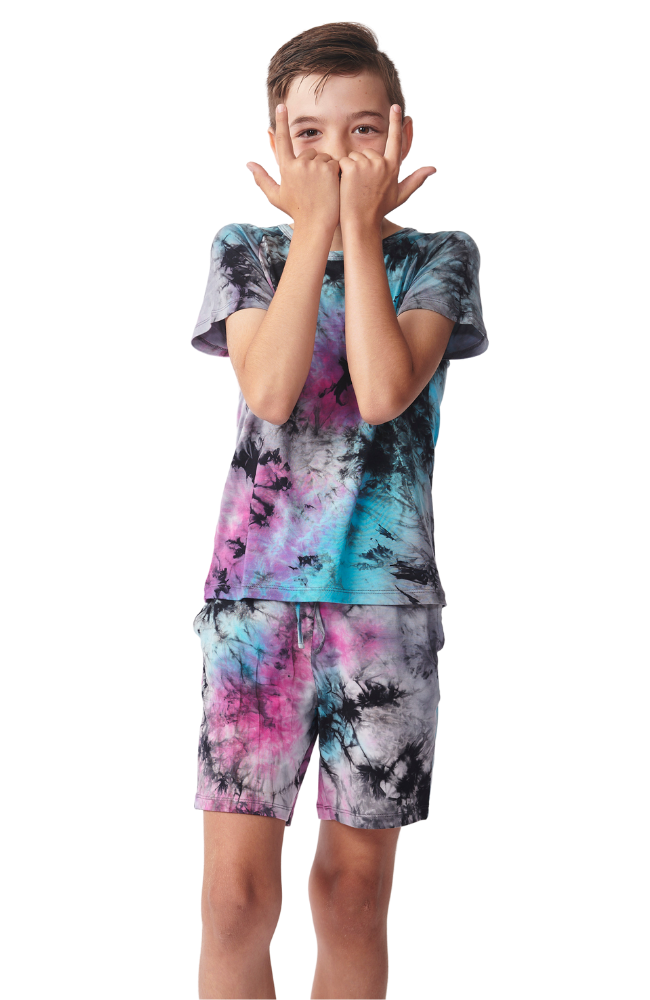 Boys Bamboo Tie-Dye Shorts Pyjama Set