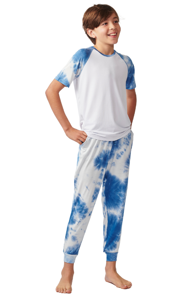 Boys blue tie-dye bamboo pyjamas